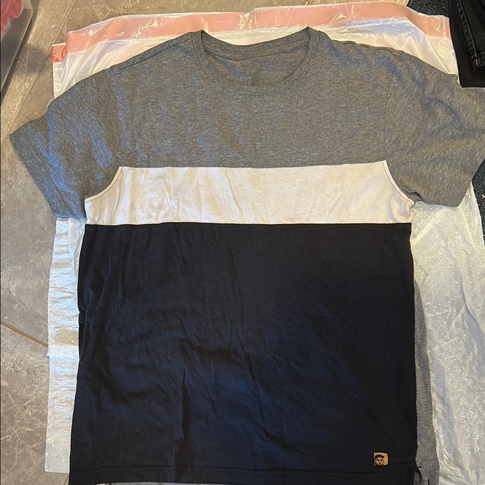 Men's Gray, White, and Black Colorblock T-Shirt